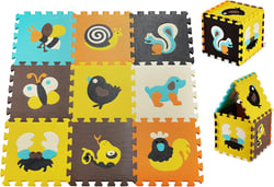 Moby-System Tapis d'eveil Tapis de Puzzle en Mousse EVA pour Bébé 90x90x1cm - Tapis de Jeu sans Odeur sans Polluants - Multicolores Motifs Animaux