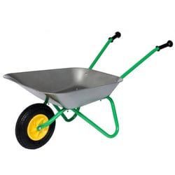 Brouette métal enfant air tyre roue gonflable grise / verte - rolly toys - jouet jardinage
