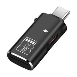LinQ Lecteur de Carte Micro-SD vers USB-C Transfert 5 Gbps avec Recharge USB-C 10W Noir