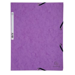 Chemise 3 rabats à élastiques carte lustrée 400g/m2 - A4 - Violet - x 25 - Exacompta