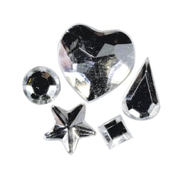 Pierres strass acrylique à coller, cristal, 3 - 12 mm, 5 sortes, 58 pces