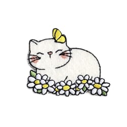 Lot de 3 écussons  chat mignon beige 4,5cm x 3,5cm
