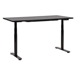 Bureau Électrique Réglable Plateau et Structure Acier Noir 160 x 72 cm Hauteur Ajustable Assis-Debout Pieds Ronds Design Moderne