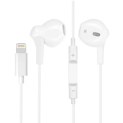 Avizar Écouteurs Filaires iPhone Lightning Télécommande Micro Connexion Bluetooth Blanc