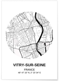 Affiche Carte Vitry-sur-Seine | A3 : 29,7x42cm