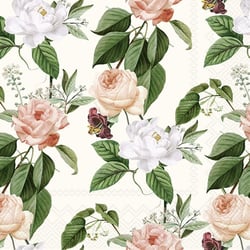 Lot de 4 serviettes en papier découpage collage 33 cm JARDIN DE ROSES F 516