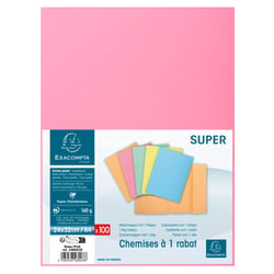 Paquet 100 chemises 1 rabat SUPER 160 - 24x32cm - Rose - x 5 - Exacompta