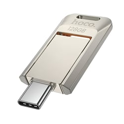 Hoko Clé USB / USB-C 128Go pour Transfert Rapide 150Mo / s au Design Pivotant Argent