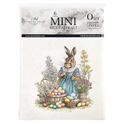 Lot de 6 papiers de riz assorties 14,8 cm Itd Collection LAPIN FLEUR OEUF 119