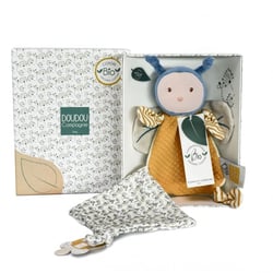 Doudou attache sucette abeille Pollen en coton BIO - 17 cm