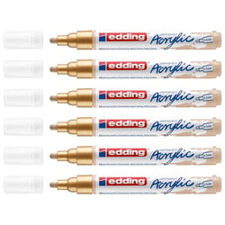 Lot de 6 marqueurs peinture acrylique permanent pointe moyenne 2-3 mm - EDDING - Or Précieux