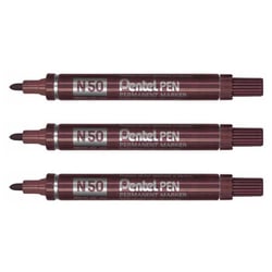Lot de 3 marqueurs permanents - PENTEL - pointe ogive 2 mm - Marron