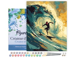 Peinture par Numéro Figured'Art avec Cadre - Surfeuse professionnelle - Kit de Loisir Créatif DIY Numéro d'Art Complet - 40x50cm toile tendue sur châssis