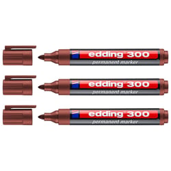 Lot de 3 marqueurs permanents pointe ronde 1,5-3 mm - EDDING 300 - Marron