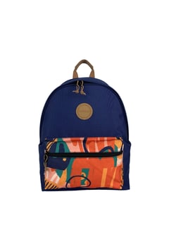 Sac à dos M - Bleu avec pochette à motif - Lisbonne - 20L - EASYOU