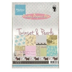 Bloc de 32 papiers scrapbooking 15 x 21 cm Marianne Design TWINSET & PEARLS