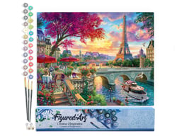 Peinture par Numéro Figured'Art - Diner en bords de seine - Kit de Loisir Créatif DIY Numéro d'Art Complet - 40x50cm sans châssis en bois