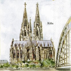 Lot de 4 serviettes en papier découpage collage 33 cm VILLE ALLEMAGNE KOLN D 120