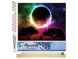 Peinture par Numéro Figured'Art - Couleur de Lune - Kit de Loisir Créatif DIY Numéro d'Art Complet - 40x50cm toile roulée + châssis en bois à monter