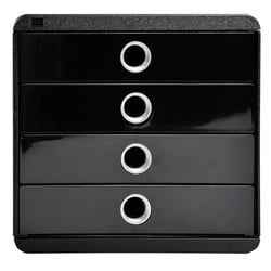 Module de classement Pop-Box 4 tiroirs Glossy - Noir/argent - Exacompta