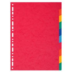 Intercalaires carte 220g 10 positions - A4 maxi - Couleurs assorties - x 25 - Exacompta