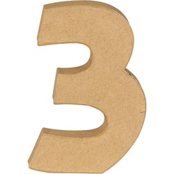 Chiffre à décorer - Papier mâché - DÉCOPATCH - Chiffre 3 - Kraft - 20 cm