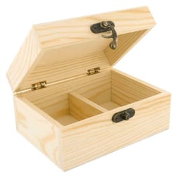 Boite à thé/tisane en bois 2 compartiments 14,5 x 11 H 7 cm