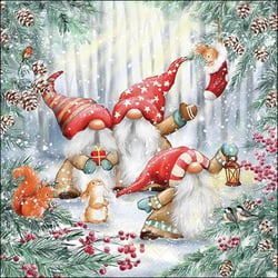 Lot de 4 serviettes en papier découpage collage 33 cm GNOMES DE NOEL NO 108
