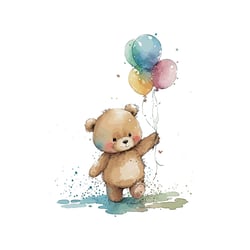 Tableau sur toile ourson ballons 30x45 cm