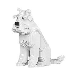 Chien Schnauzer Moyen assis blanc Taille standard | JEKCA | 14 ans et +