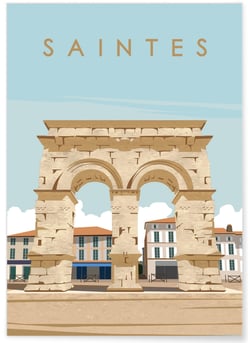 Affiche ville Saintes | A3 : 29,7x42cm