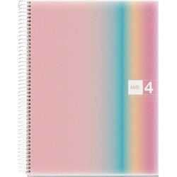 Cahier - A4 - Spirales - Petits carreaux - Polypro - 120 pages perforées - Arc-en-ciel