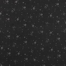 Tissu Double gaze de coton Eclats Argentés sur fond Noir