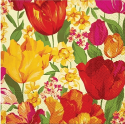 Lot de 4 serviettes en papier découpage collage 33 cm FLEUR TULIPE JONQUILLE F 350