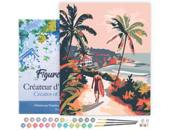 Peinture par Numéro Figured'Art avec Cadre - Promenade côtière - Kit de Loisir Créatif DIY Numéro d'Art Complet - 40x50cm toile tendue sur châssis