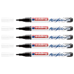Lot de 5 marqueurs peinture acrylique pointe fine 1-2 mm - EDDING - Noir