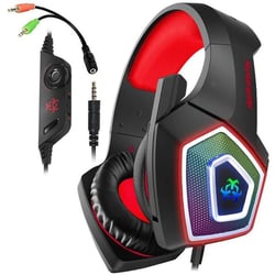 Casque Audio Gaming RGB 3.5mm Son Immersif Confort Maximal 2.2m Noir Rouge Noir + Rouge YONIS