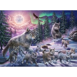 Puzzle xxl famille de loups se promene dans la foret au clair de lune - 150 pieces - ravensburger - 129089