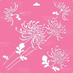 Pochoir plastique souple réutilisable 30 x 30 cm Fabrika Decoru CHRYSANTHEME 026