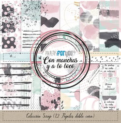 Pochette de 12 feuilles recto verso con manchas y a lo loco