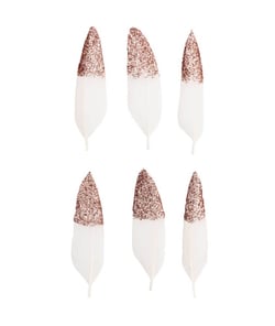 Plumes blanches fantaisies dorées ou argentées 8 cm X 6 pièces - Rico Design Blancor Rose blanc