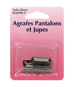 Agrafes pour Pantalons et jupes - 25 mm- Distrifil N Gris