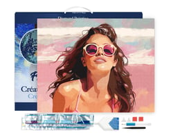 Diamond Painting Broderie Diamant Figured’Art 40x50cm toile tendue sur châssis en bois - diamants carrés - Joie en bord de mer