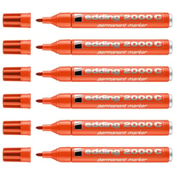 Lot de 6 marqueurs permanents - EDDING - Pointe ronde 1,5-3 mm - Orange - 2000C