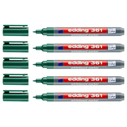 Lot de 5 marqueurs pour tableaux blancs - EDDING - 361 - Vert - Pointe 1 mm
