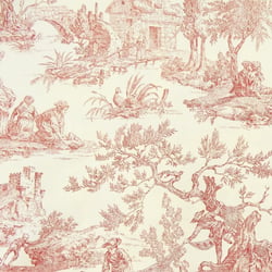 Tissu Toile de Jouy Rouge en 280 cm de largeur
