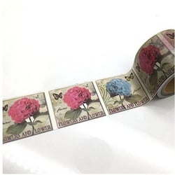 Washi Tape Masking Tape ruban adhésif scrapbooking 3 cm x 4.5 m VINTAGE FLEUR HORTENSIA PAPILLON