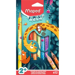 12 Crayons de couleurs Maxi Jungle Fever - Maped - Rouge