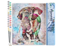 Peinture par Numéro Figured'Art - Éléphant en couleur - Kit de Loisir Créatif DIY Numéro d'Art Complet - 40x50cm sans châssis en bois