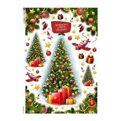 1 feuille de papier de riz 22.5 x 32 cm découpage collage PAPER DESIGNS NOEL DECORATION SAPIN CADEAU 0158